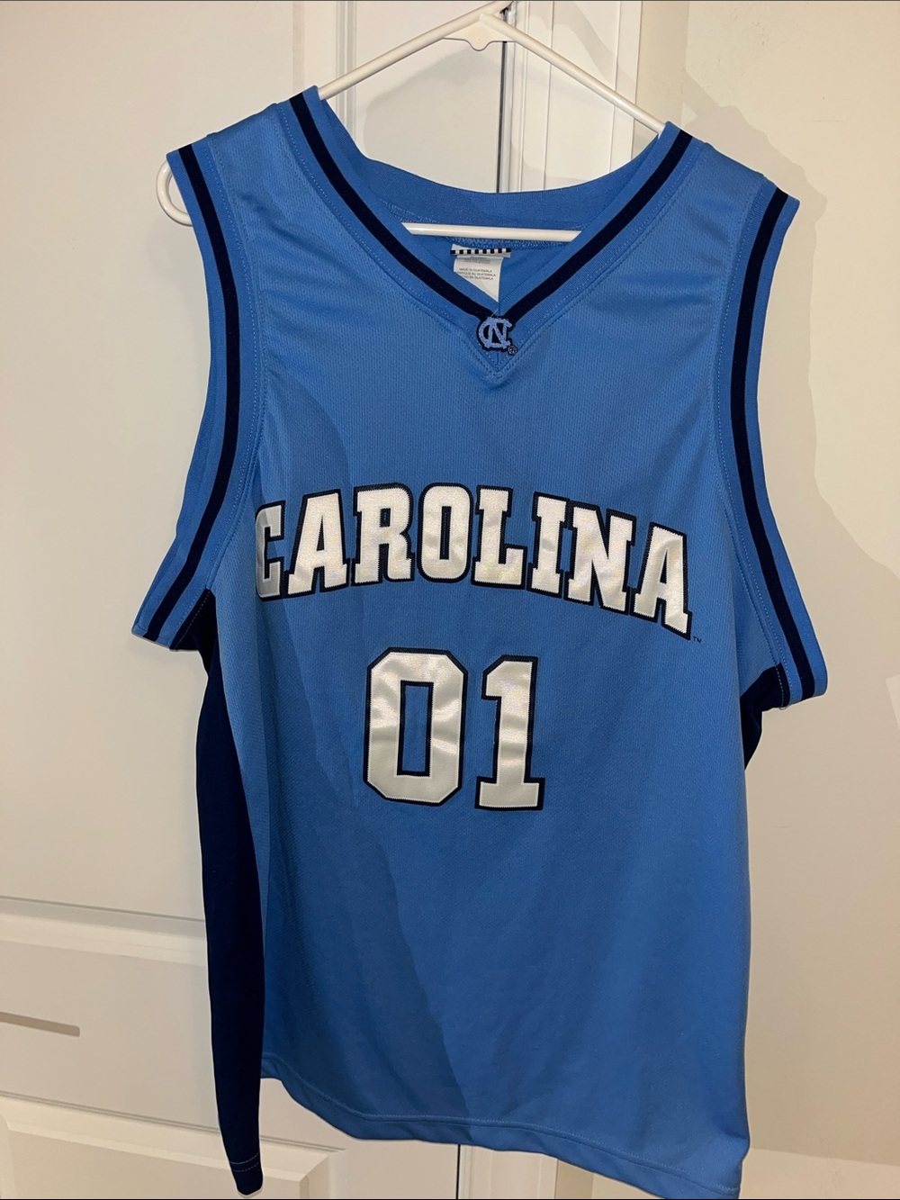 Sewn #01 UNC North Carolina Tar Heels jordan basketball home jersey XL